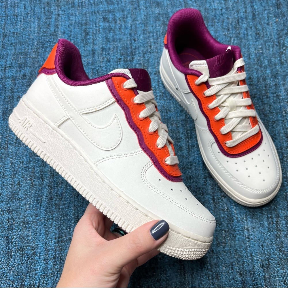 Nike Air Force 1 Low SE Sneakers in Sail White Team Orange Berry Women's 5.5